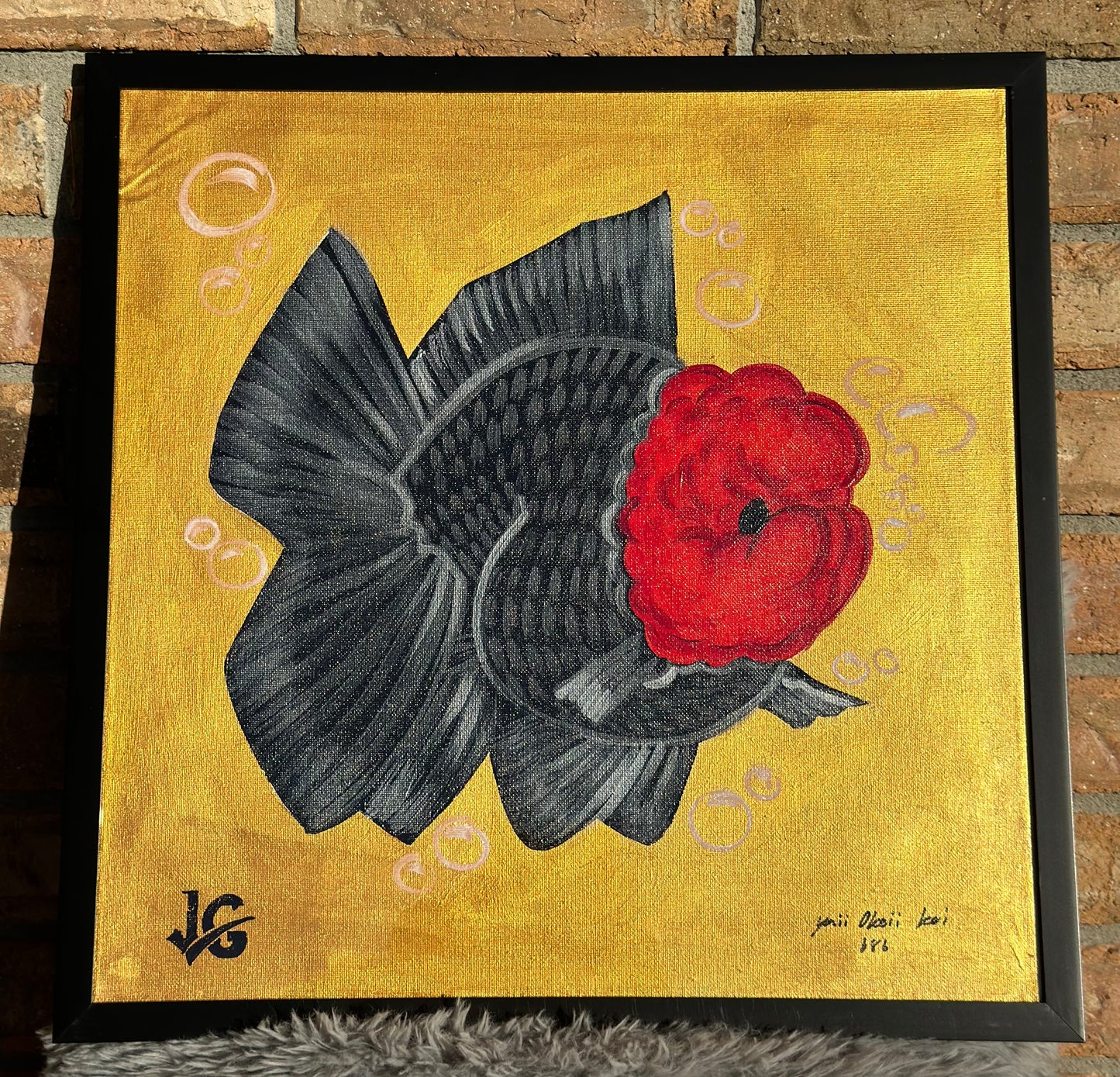 [FREE SHIPPING] Handcrafted Red Head Oranda Goldfish Painting – One-of-a-Kind Artwork from Jimmy’s Collection