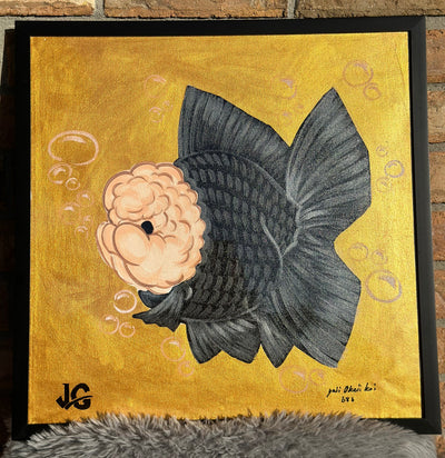 [FREE SHIPPING] Handcrafted Panda Oranda Goldfish Painting – One-of-a-Kind Artwork from Jimmy’s Collection