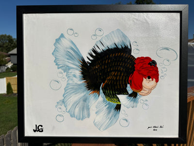 [FREE SHIPPING] Handcrafted Tricolor Oranda 16x20 Painting - One-of-a-Kind Artwork from Jimmy’s Collection